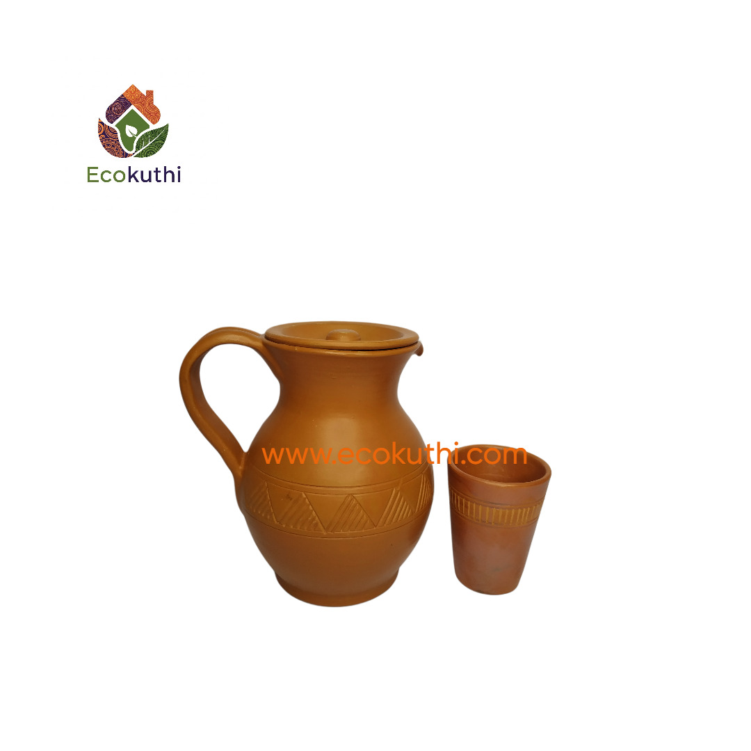 প্রিমিয়াম ত্রিভুজ ডিজাইন মাটির জগ ২ ও ৩ লিটার - Premium Triangle Design Clay Water Jug 2 & 3 Litre